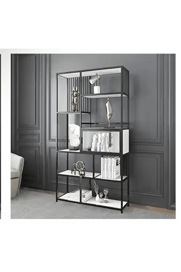 KTP8716 Siyah Metal Kitaplık 100x30x200 cm