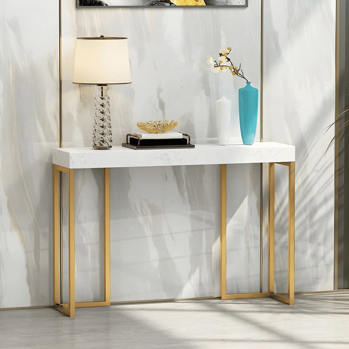 DRS-057 Dikdörtgen Konsol Masa MDF Metal Ayaklı